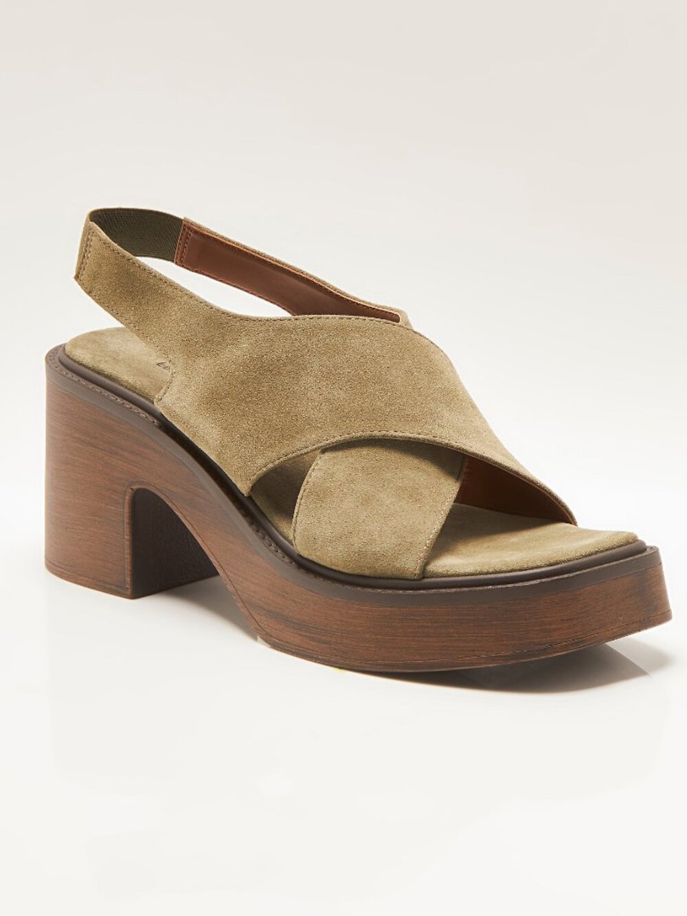 Free People Olive Green Suede Platform Clog Sandals - Picture 3 of 10